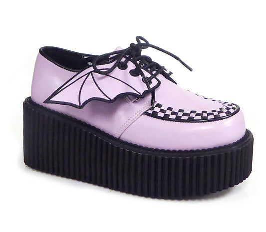 DemoniaCult Scarpa bassa femminile CREEPER-205 pelle vegana di lavanda