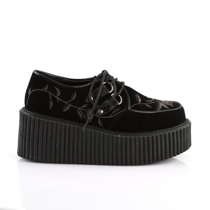 DemoniaCult Womens Low Shoe CREEPER-219 Blk Velvet