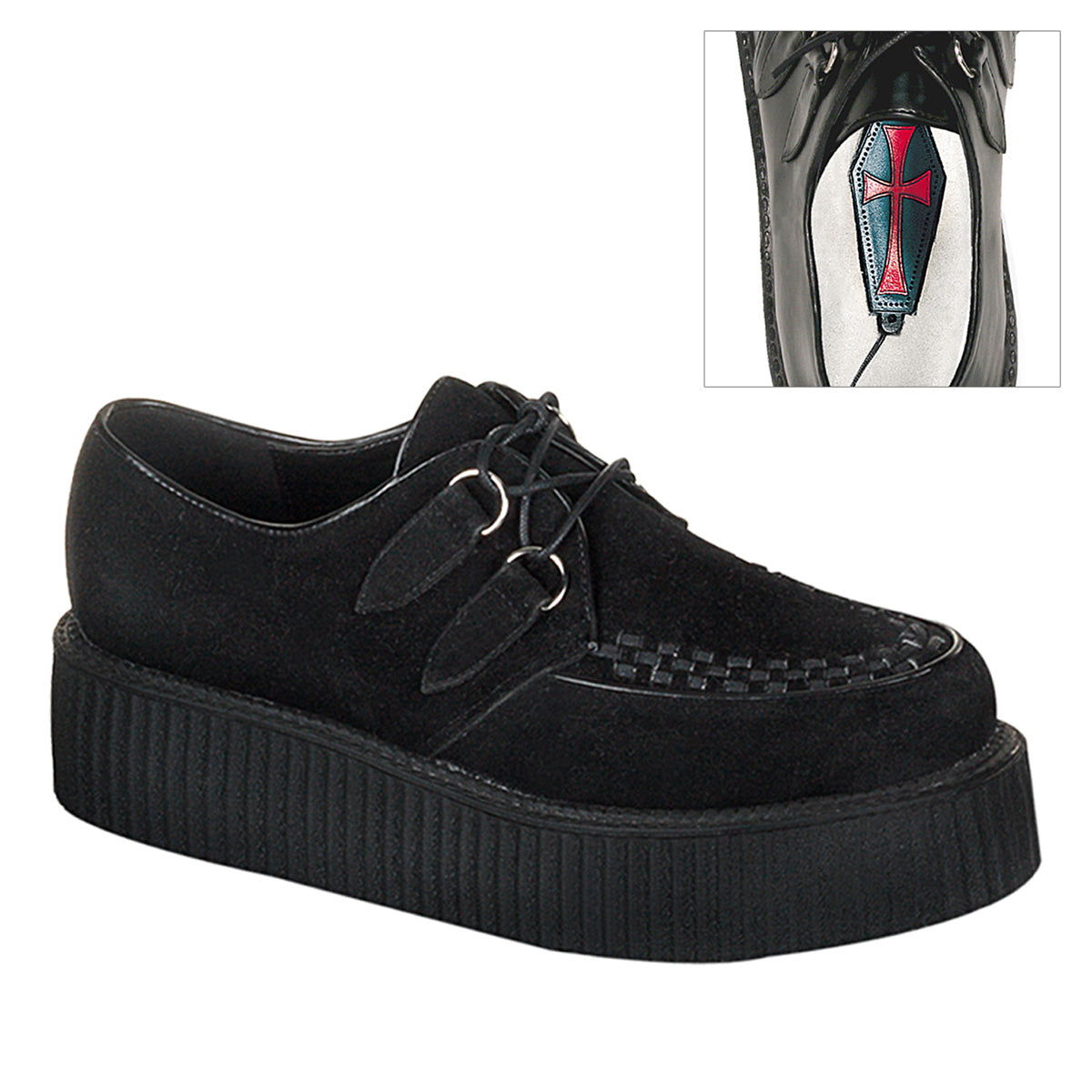 DemoniaCult Scarpa bassa maschile CREEPER-402s BLK Suede