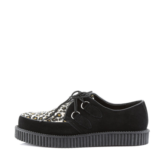DemoniaCult Scarpa bassa maschile Creeper-600 pelliccia in pelle scamosciata blk