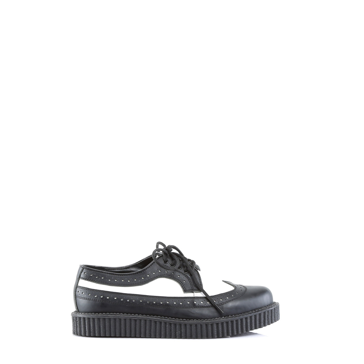 DemoniaCult Scarpa bassa maschile CREEPER-608 blk-wht in pelle