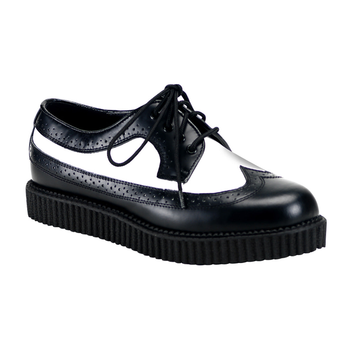 DemoniaCult Scarpa bassa maschile CREEPER-608 blk-wht in pelle