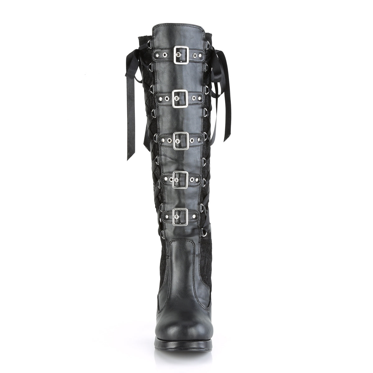 DemoniaCult Stivali da donna CRYPTO-106 blk vegan-lace in pelle