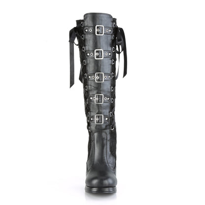 DemoniaCult Stivali da donna CRYPTO-106 blk vegan-lace in pelle