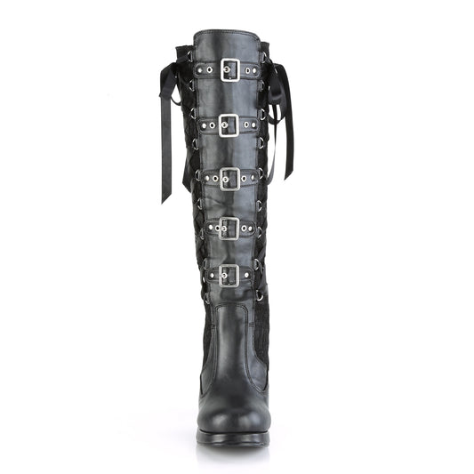 DemoniaCult Stivali da donna CRYPTO-106 blk vegan-lace in pelle