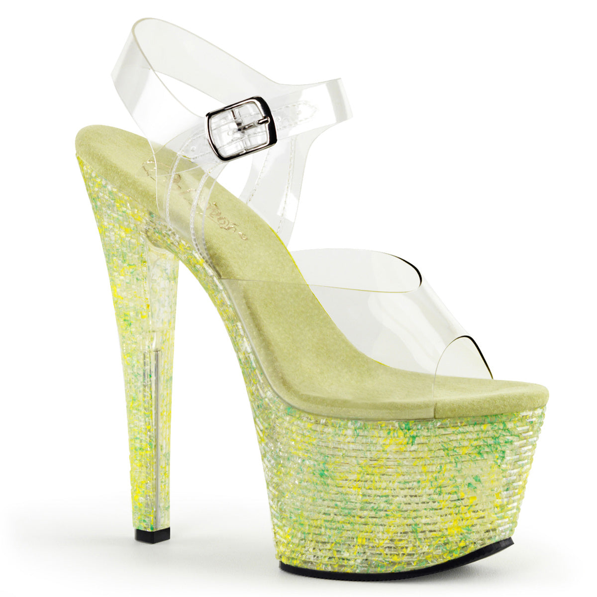 Pleaser Womens Sandals CRYSTALIZE-308TL Clr/Lime Crystal
