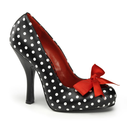 Pin Up Couture Womens Pumps CUTIEPIE-06 Blk-Wht Pu (Polka Dots Print)