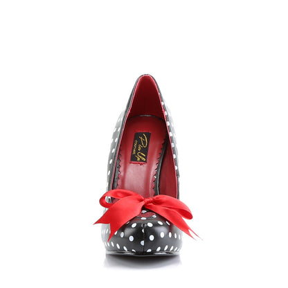 Pin Up Couture Womens Pumps CUTIEPIE-06 Blk-Wht Pu (Polka Dots Print)