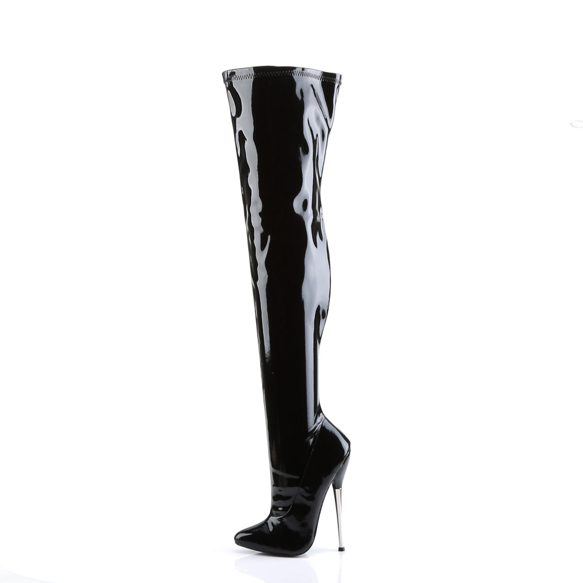Devious Stivali da donna DAGGER-3000 BLK Stretch Pat