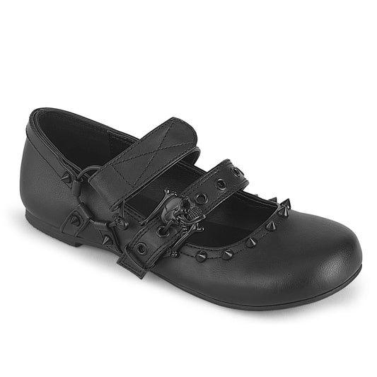 DemoniaCult Women's Flats DAISY-08 Blk Vegan Leather