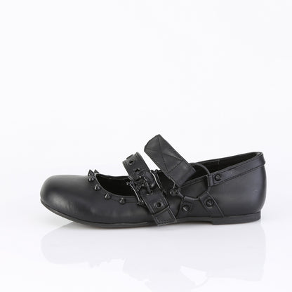 DemoniaCult Women's Flats DAISY-08 Blk Vegan Leather