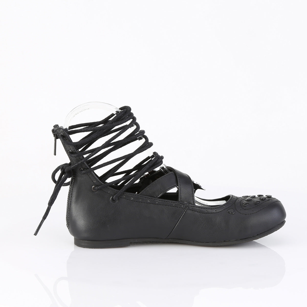 DemoniaCult Women's Flats DAISY-11 Blk Vegan Leather