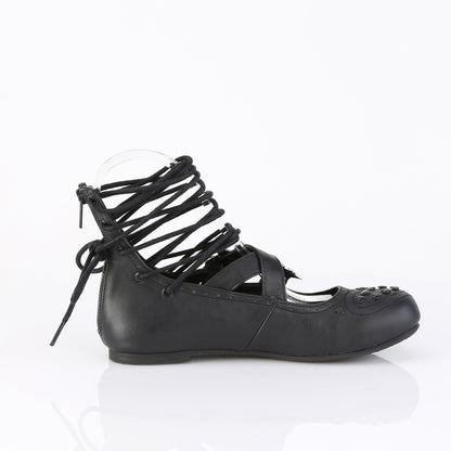 DemoniaCult Women's Flats DAISY-11 Blk Vegan Leather