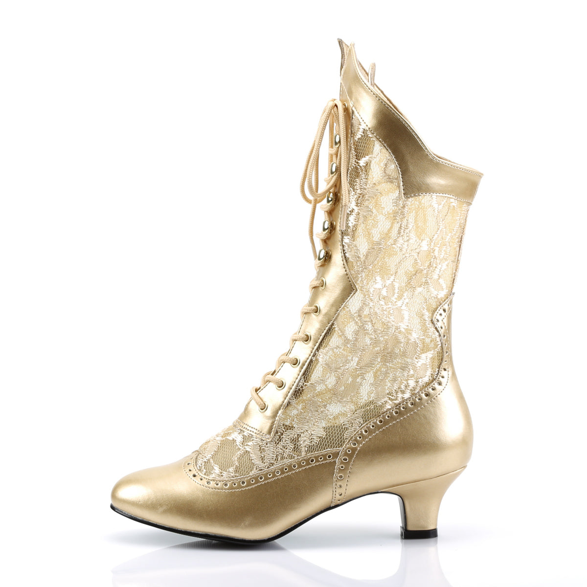 Funtasma Womens Ankle Boots DAME-115 Gold Pu-Lace