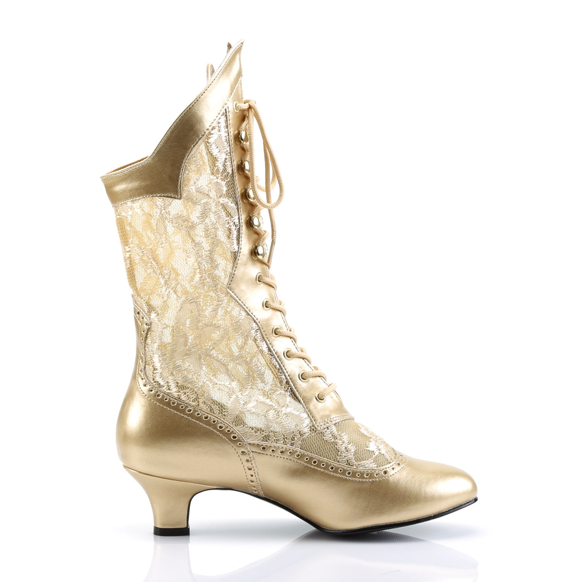 Funtasma Womens Ankle Boots DAME-115 Gold Pu-Lace