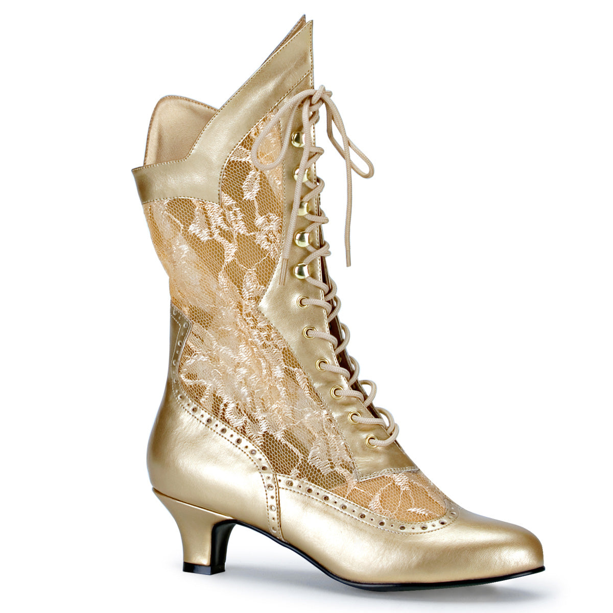 Funtasma Womens Ankle Boots DAME-115 Gold Pu-Lace