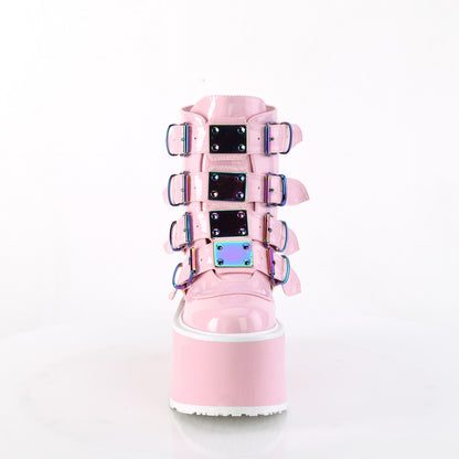 DemoniaCult  Stivali alla caviglia DAMNED-105 B. Pink Holo Pat