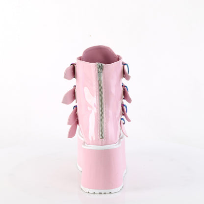 DemoniaCult  Stivali alla caviglia DAMNED-105 B. Pink Holo Pat