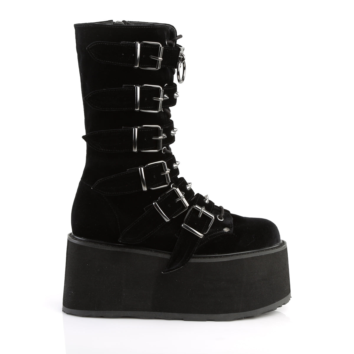 DemoniaCult Stivali da donna DAMNED-225 velluto BLK