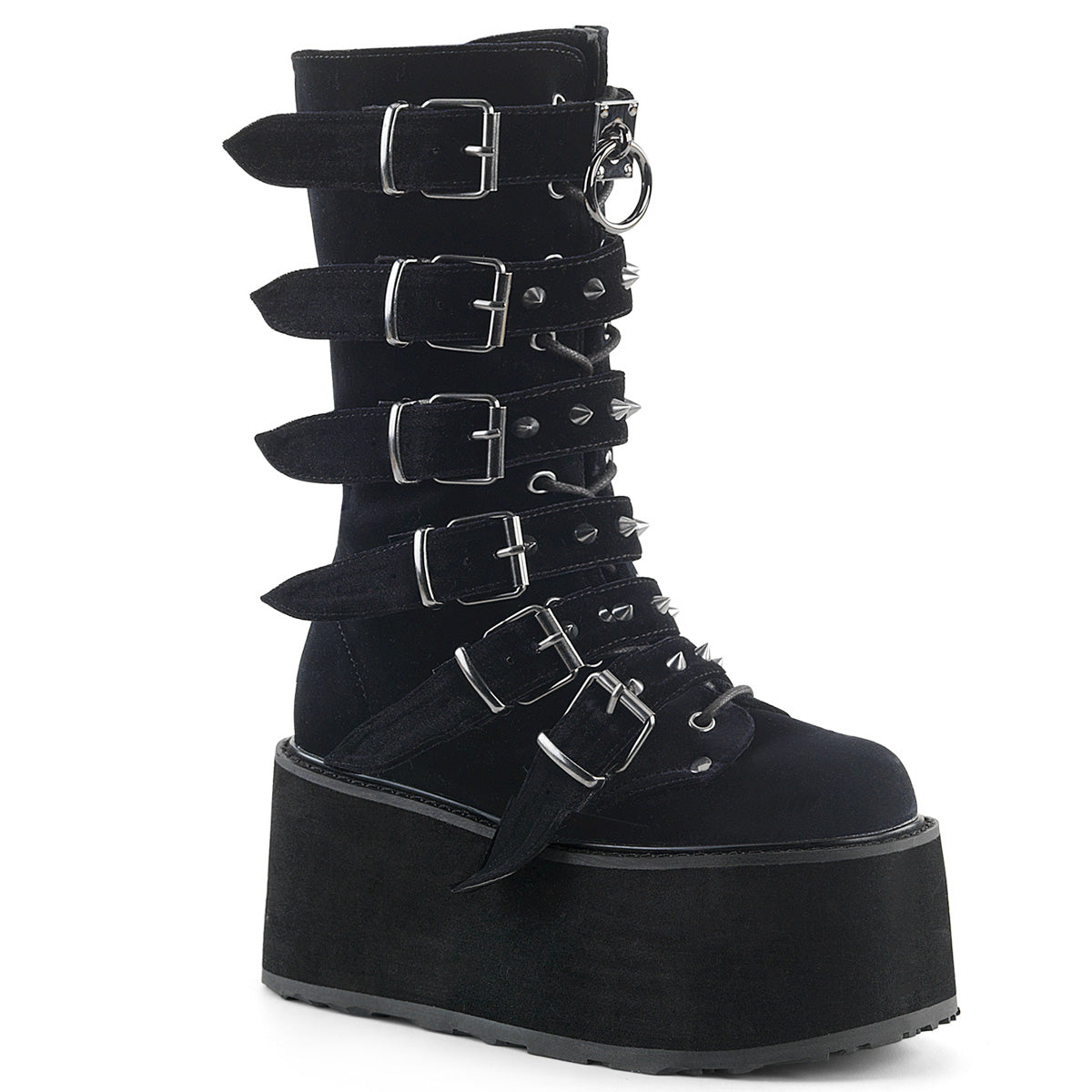 DemoniaCult Stivali da donna DAMNED-225 velluto BLK
