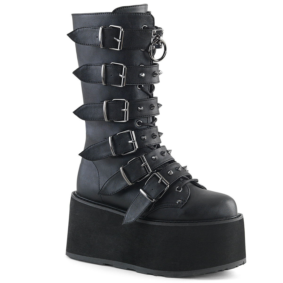 DemoniaCult Stivali da donna DAMNED-225 pelle vegana BLK