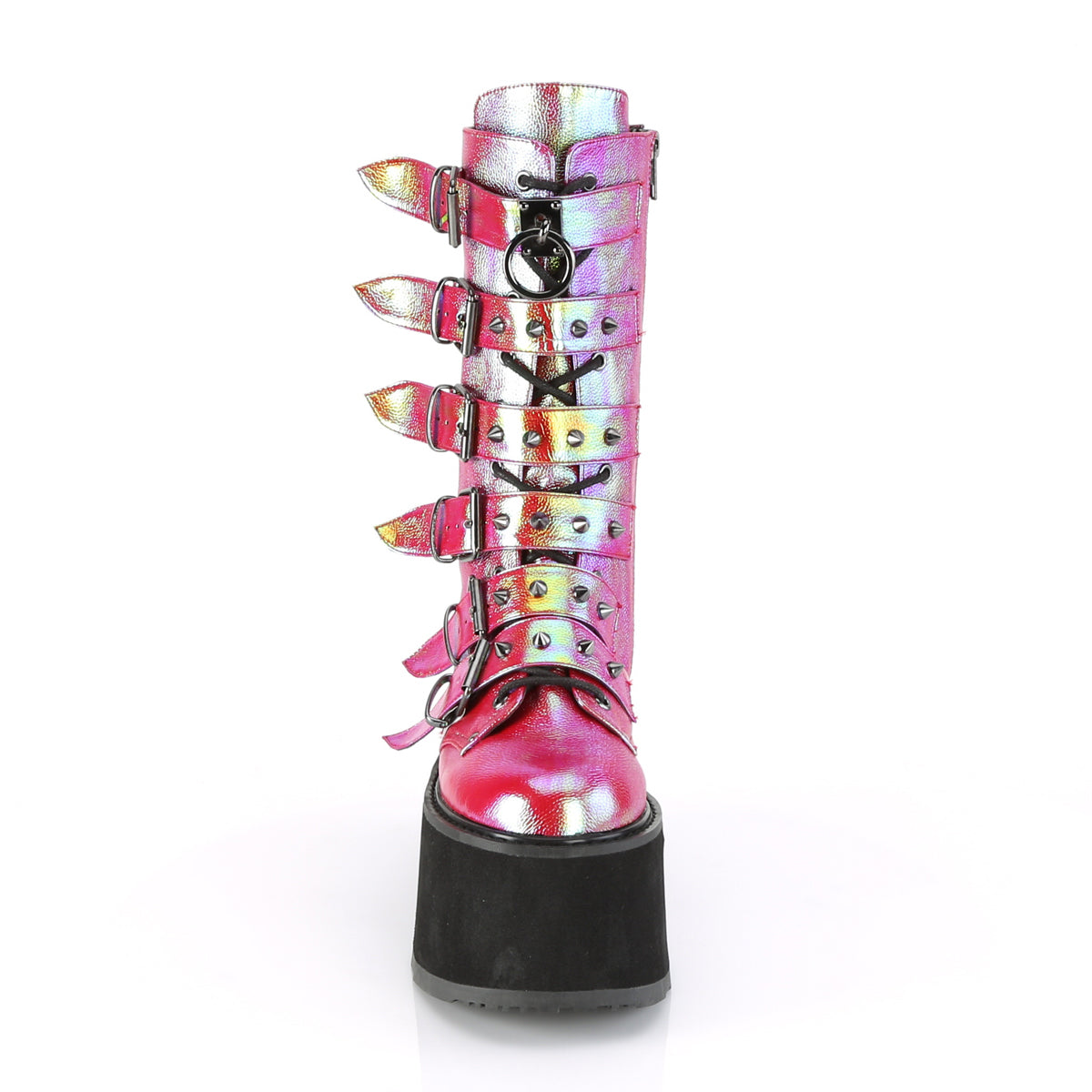 DemoniaCult Da donna  DAMNED-225 pelle vegana iridescente verde rosa