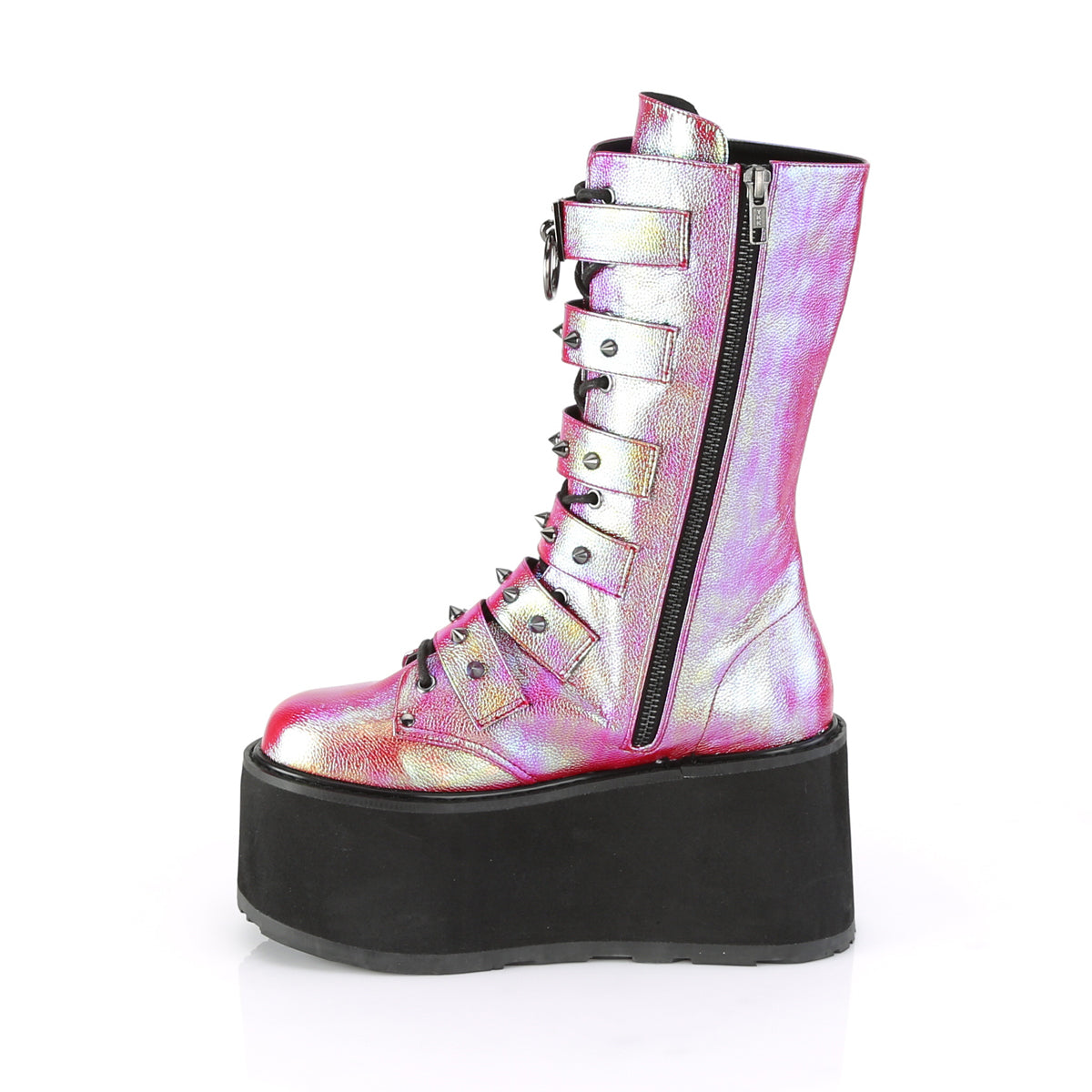 DemoniaCult Da donna  DAMNED-225 pelle vegana iridescente verde rosa