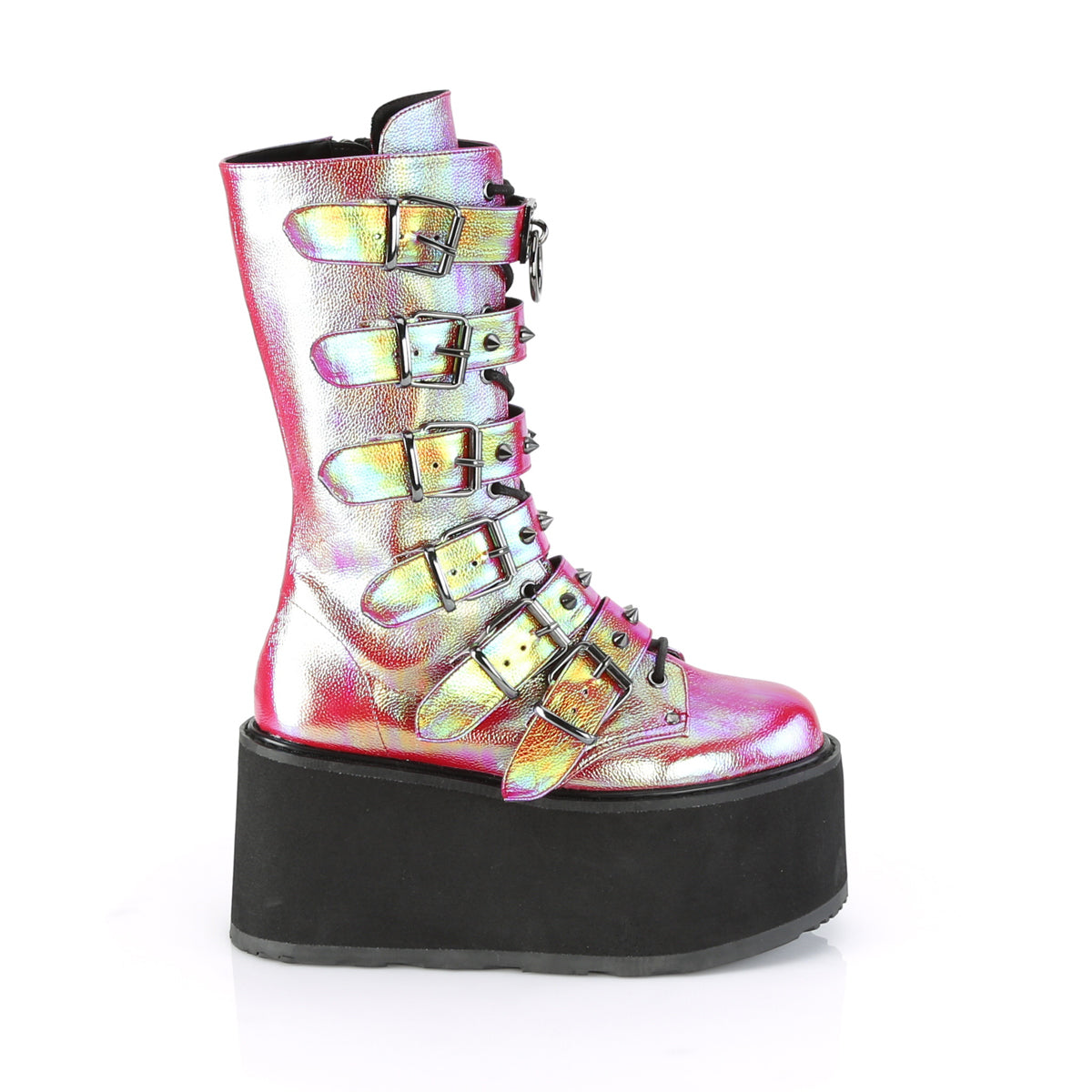 DemoniaCult Da donna  DAMNED-225 pelle vegana iridescente verde rosa