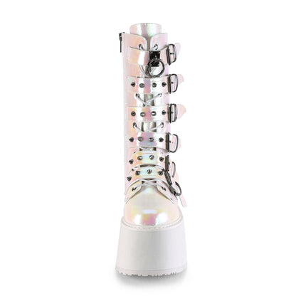 DemoniaCult Womens Boots DAMNED-225 Pearl Iridescent Vegan Leather