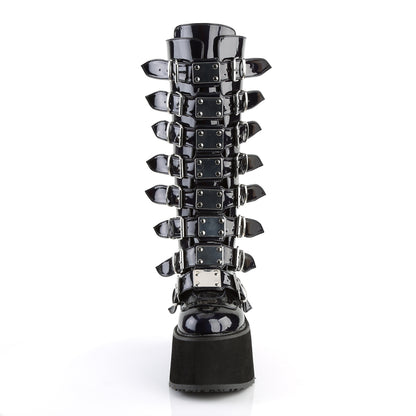 DemoniaCult Womens Boots DAMNED-318 Blk Hologram Vegan Leather