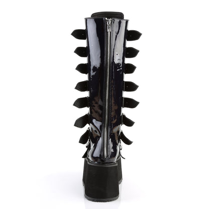 DemoniaCult Womens Boots DAMNED-318 Blk Hologram Vegan Leather