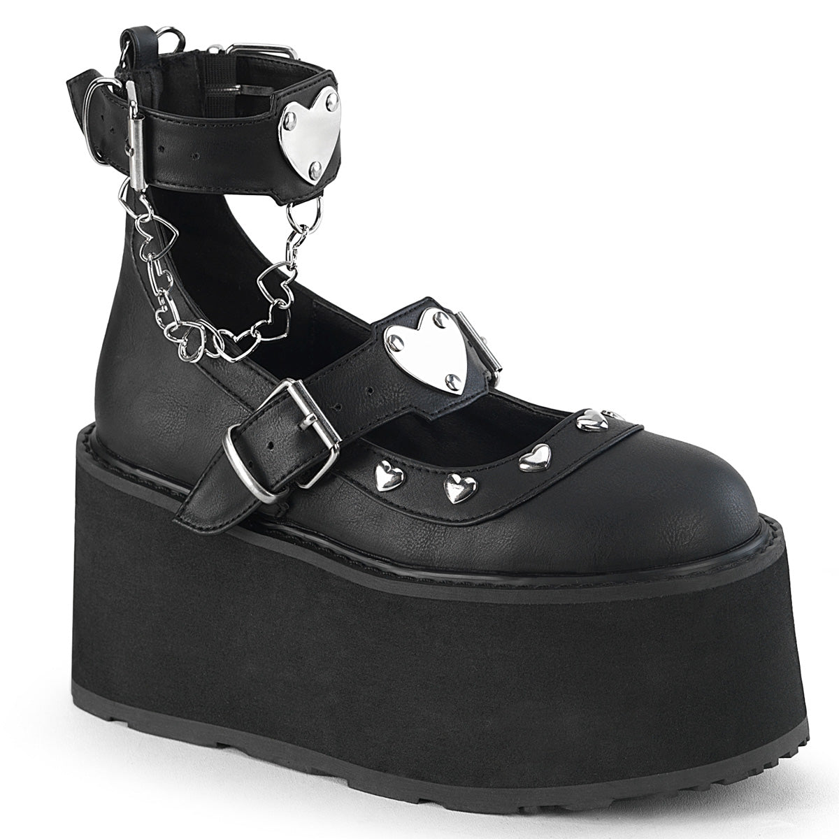DemoniaCult Women's Heels & Platform Shoes DAMNED-56 Blk Vegan Leather