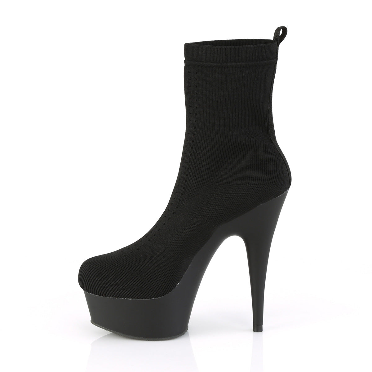 Pleaser Stivaletti da donna DELIGHT-1002-1 tessuto a maglia elasticizzato BLK / BLK opaco