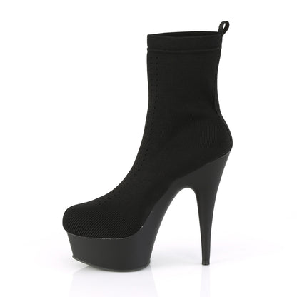 Pleaser Stivaletti da donna DELIGHT-1002-1 tessuto a maglia elasticizzato BLK / BLK opaco