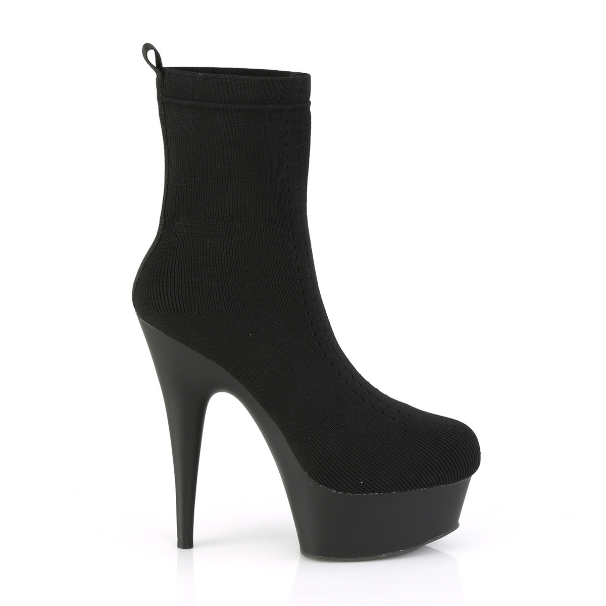 Pleaser Stivaletti da donna DELIGHT-1002-1 tessuto a maglia elasticizzato BLK / BLK opaco