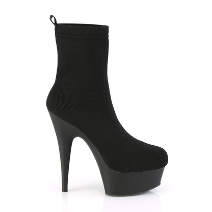 Pleaser Stivaletti da donna DELIGHT-1002-1 tessuto a maglia elasticizzato BLK / BLK opaco