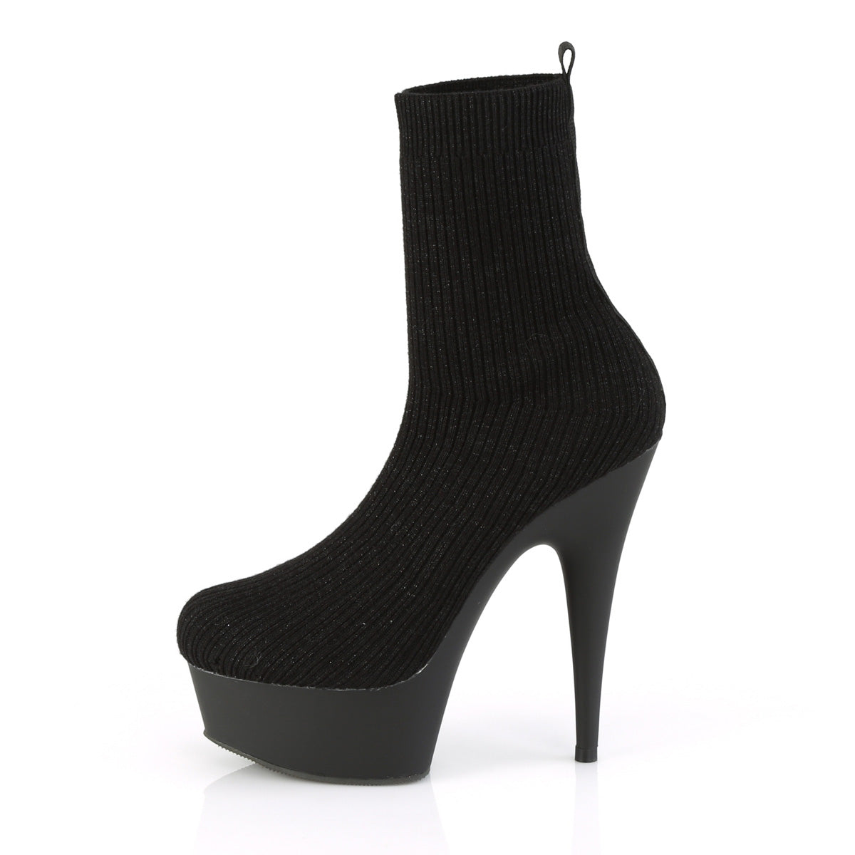 Pleaser Womens Ankle Boots DELIGHT-1002-2 Blk Stretch Knit Fabric/Blk Matte