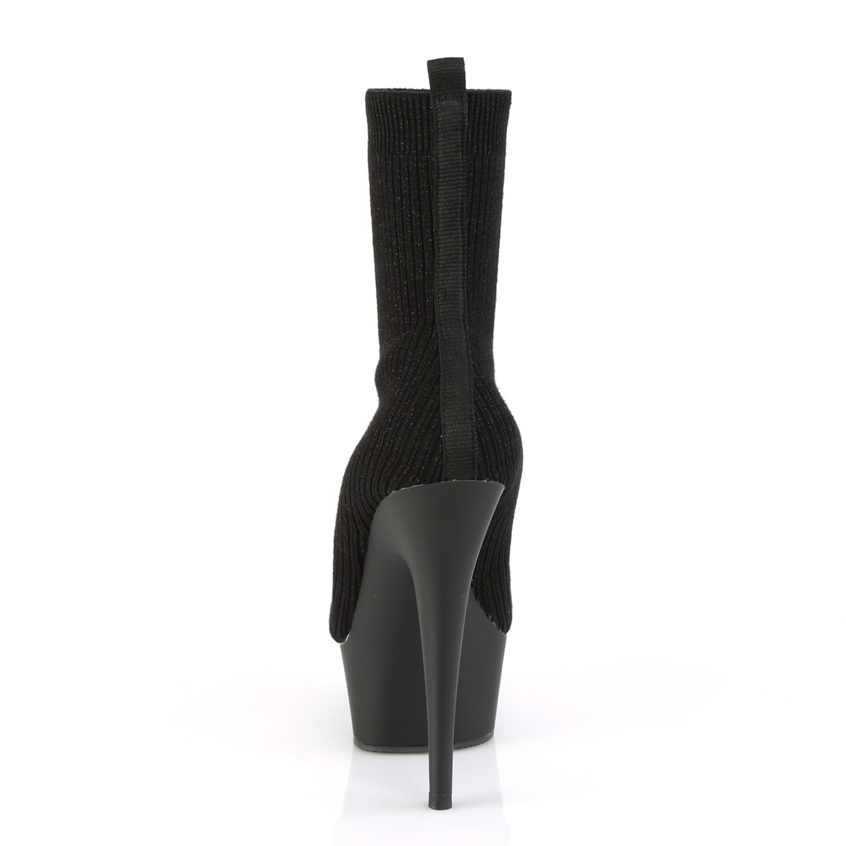 Pleaser Womens Ankle Boots DELIGHT-1002-2 Blk Stretch Knit Fabric/Blk Matte