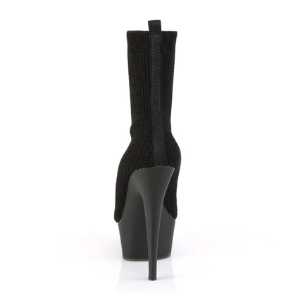 Pleaser Womens Ankle Boots DELIGHT-1002-2 Blk Stretch Knit Fabric/Blk Matte