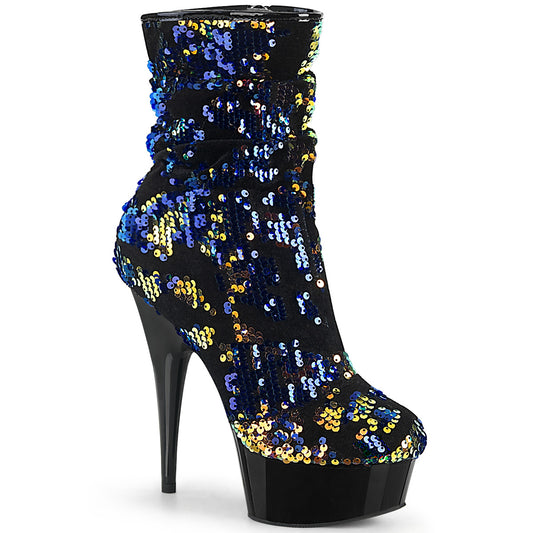 Pleaser Stivaletti da donna DELIGHT-1004 Paillettes blue iridescenti / BLK