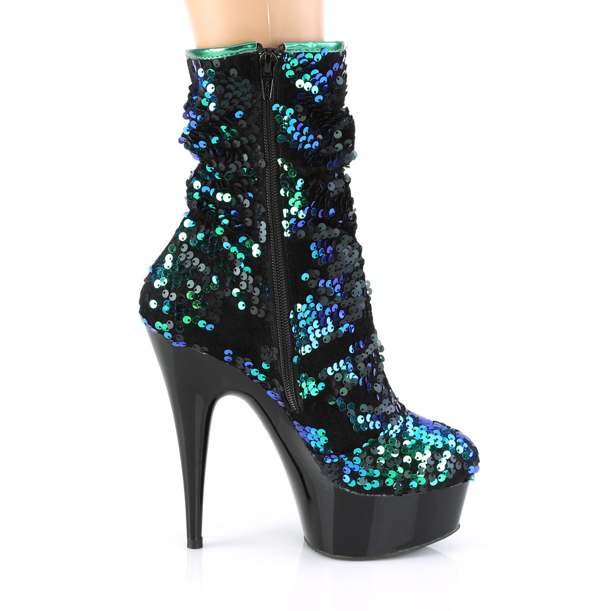 Pleaser Stivaletti da donna DELIGHT-1004 Paillettes iridescenti verdi / BLK