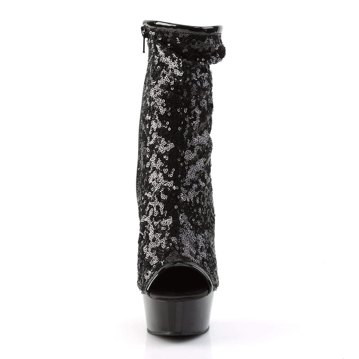 Pleaser Stivaletti da donna DELIGHT-1008SQ BLK Paillettes / Chrome in peltro scuro