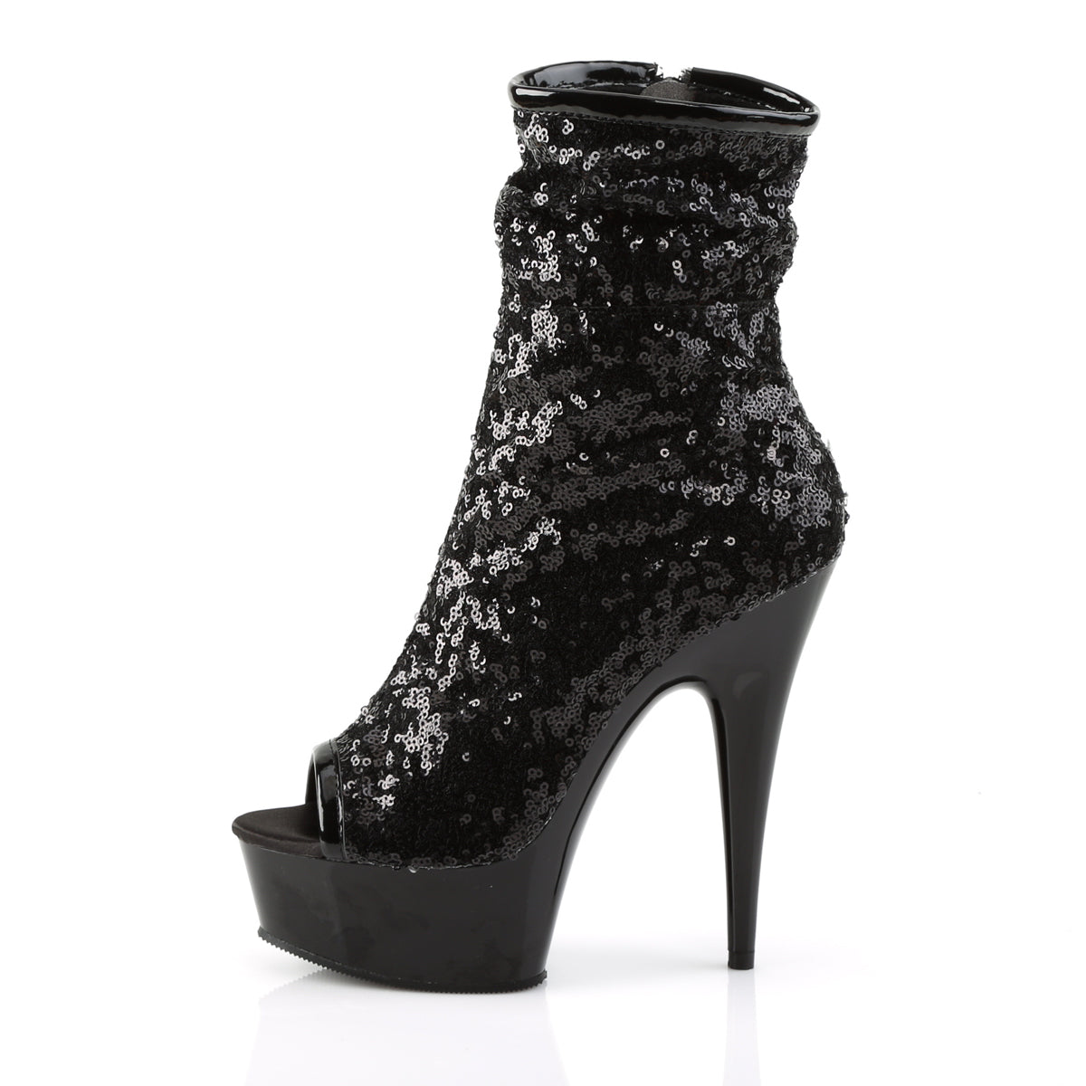 Pleaser Stivaletti da donna DELIGHT-1008SQ BLK Paillettes / Chrome in peltro scuro