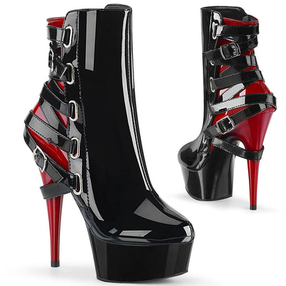 Pleaser Stivaletti da donna DELIGHT-1012 BLK-RED PAT / BLK-RED