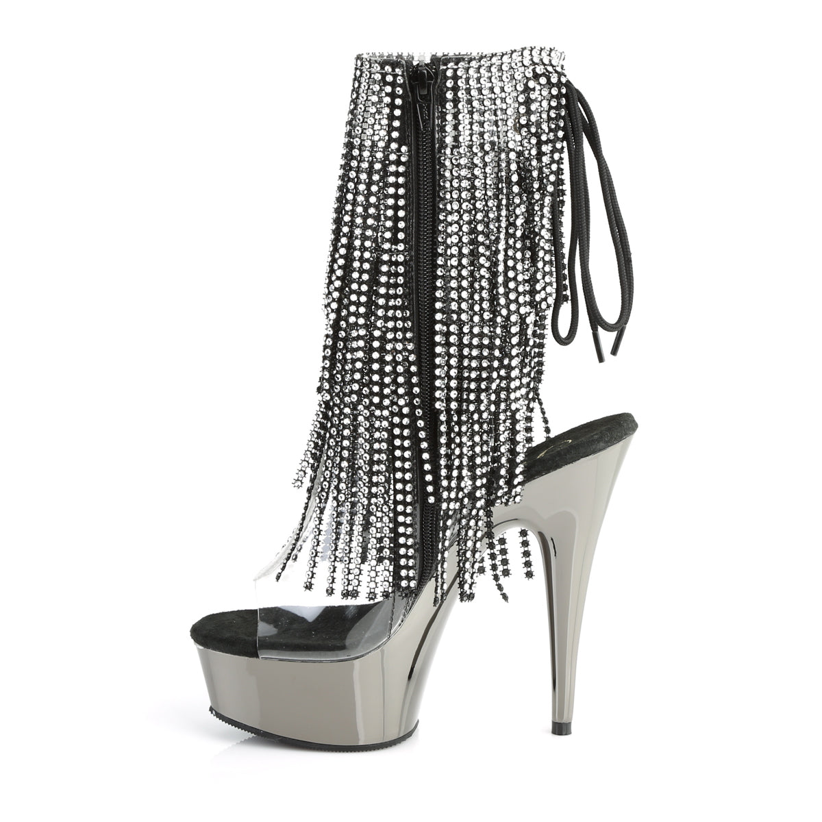 Pleaser Stivaletti da donna DELIGHT-1017RSF CLR-BLK / Chrome in peltro scuro