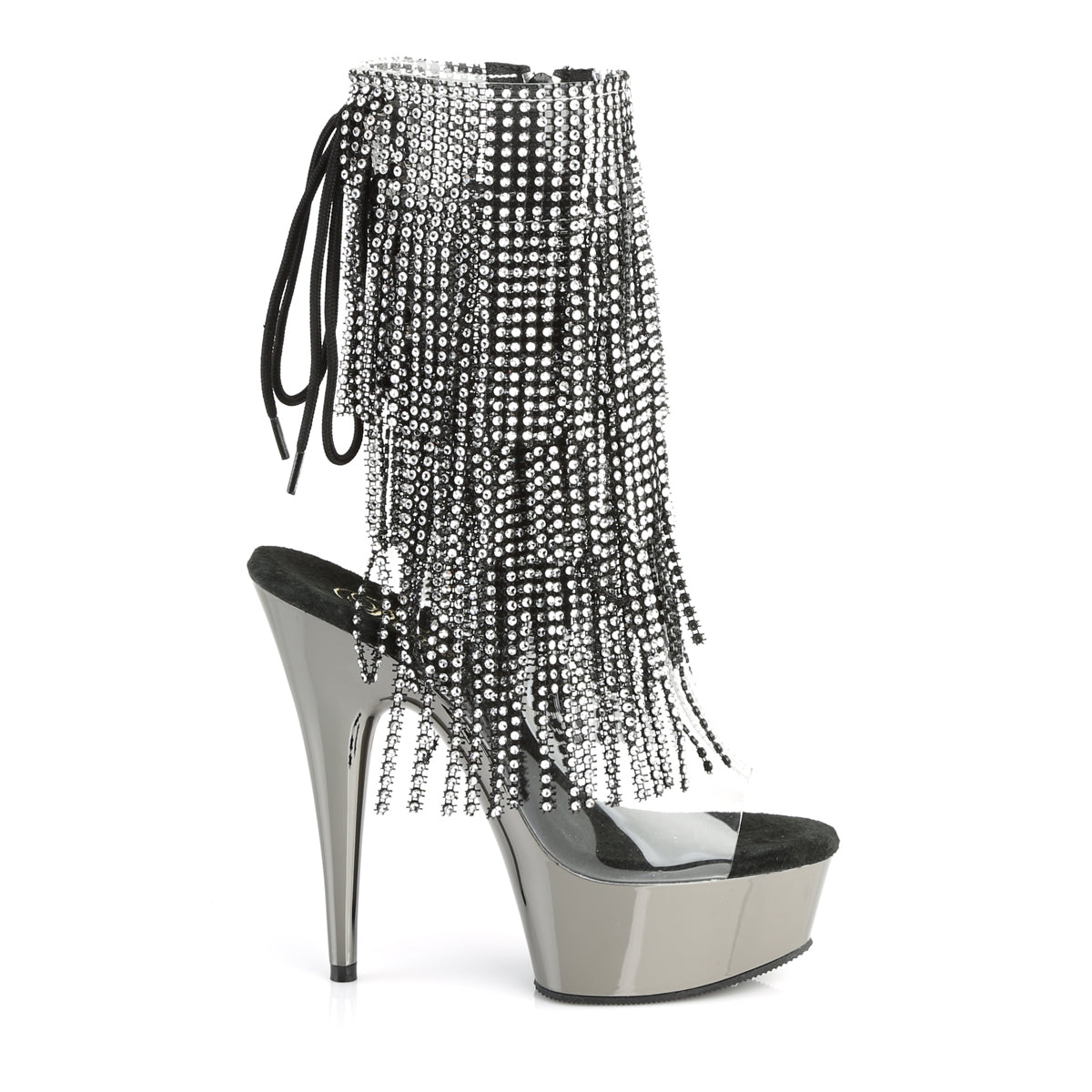 Pleaser Stivaletti da donna DELIGHT-1017RSF CLR-BLK / Chrome in peltro scuro