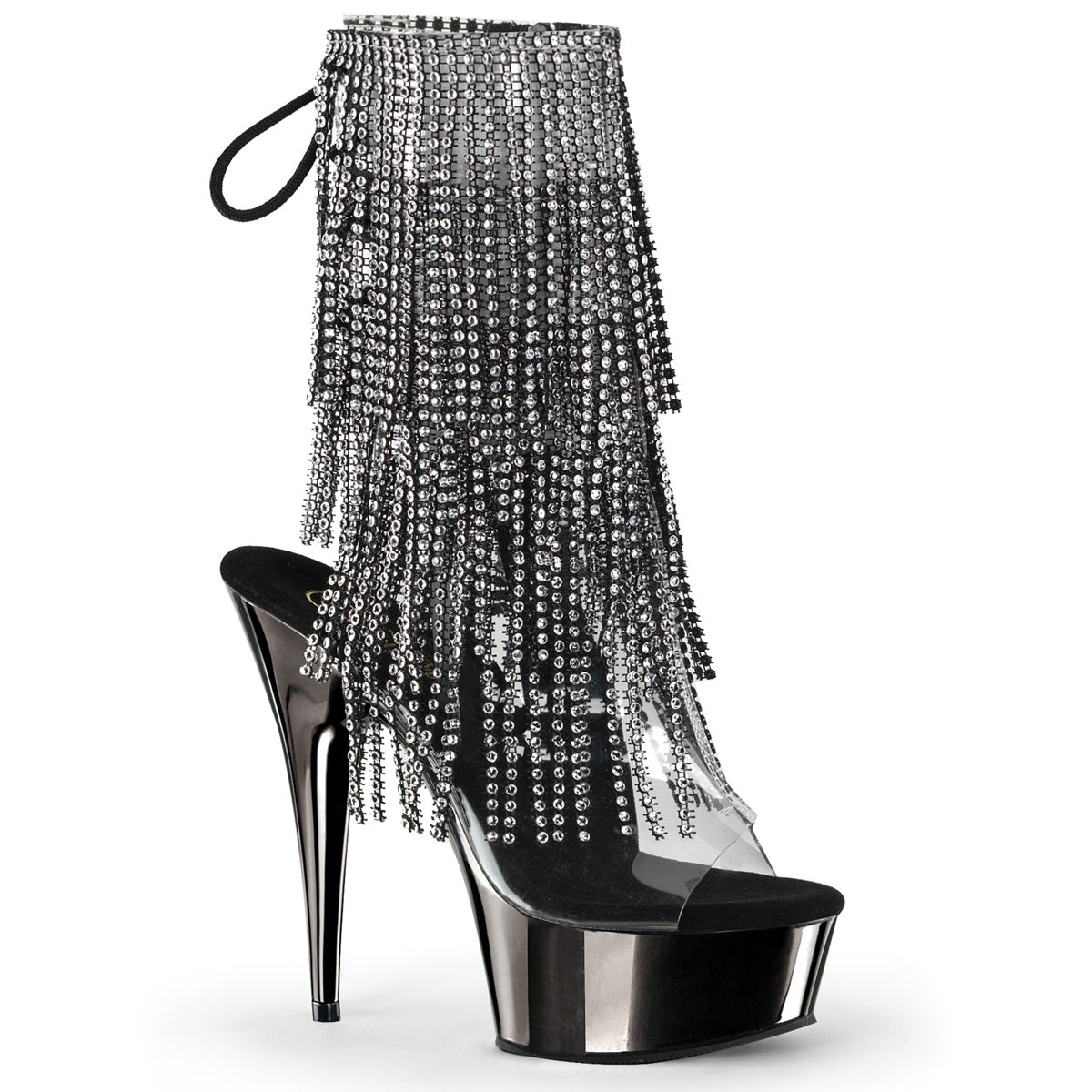 Pleaser Stivaletti da donna DELIGHT-1017RSF CLR-BLK / Chrome in peltro scuro