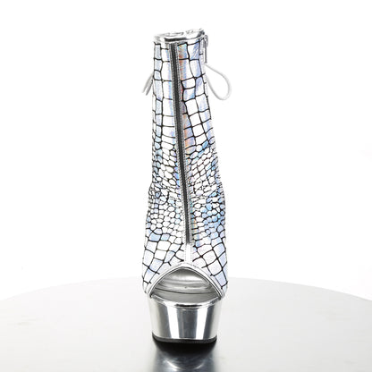 Pleaser Stivali alla caviglia femminile DELIGHT-1018hg SLV HOlogram Ostrich PU/SLV Chrome