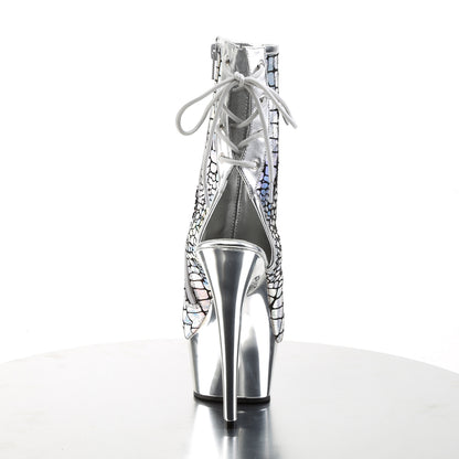 Pleaser Stivali alla caviglia femminile DELIGHT-1018hg SLV HOlogram Ostrich PU/SLV Chrome