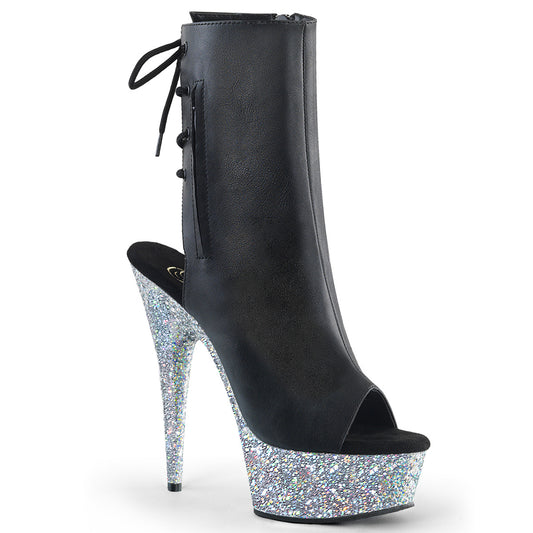 Pleaser Stivaletti da donna DELIGHT-1018LG BLK Felo pelle / SLVI multi glitter